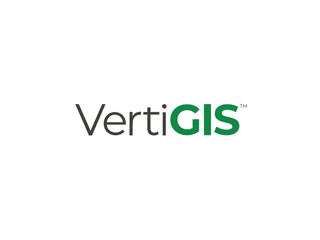 VertiGIS Logo mit modernem schwarzen Schriftzug „Verti“ und grün hervorgehobenen Großbuchstaben „GIS“.